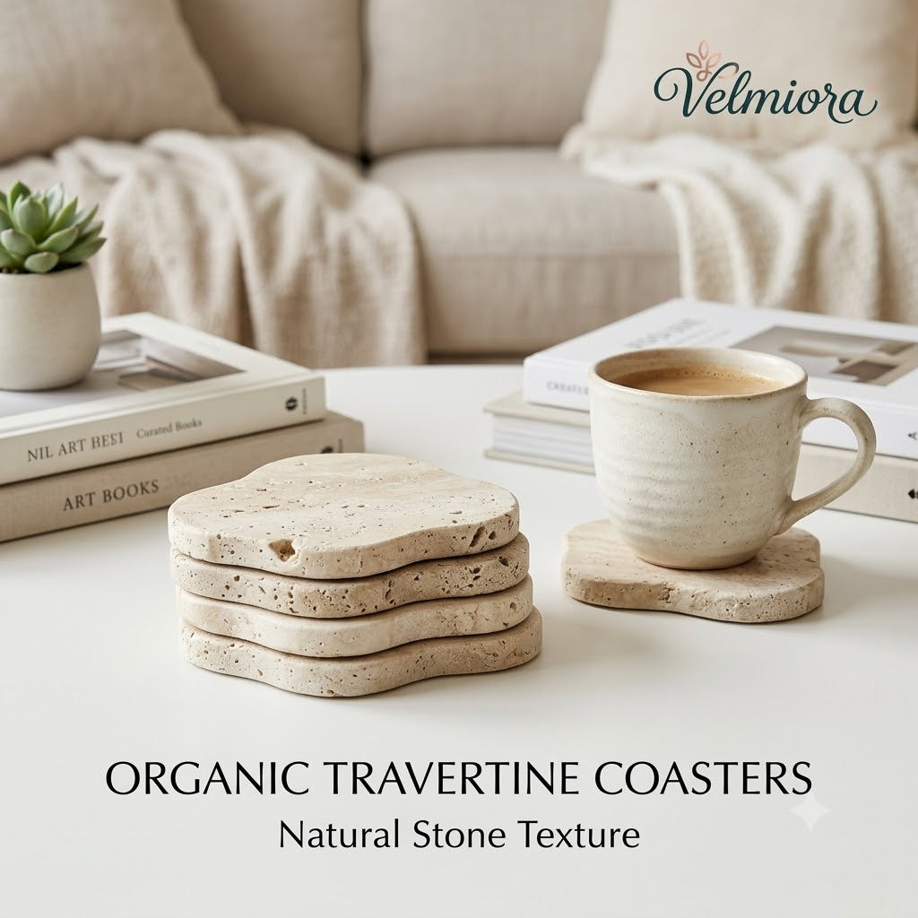 ๐ฝ๐๐๐๐๐๐๐โข Organic Shaped Travertine Coasters (Set of 4)