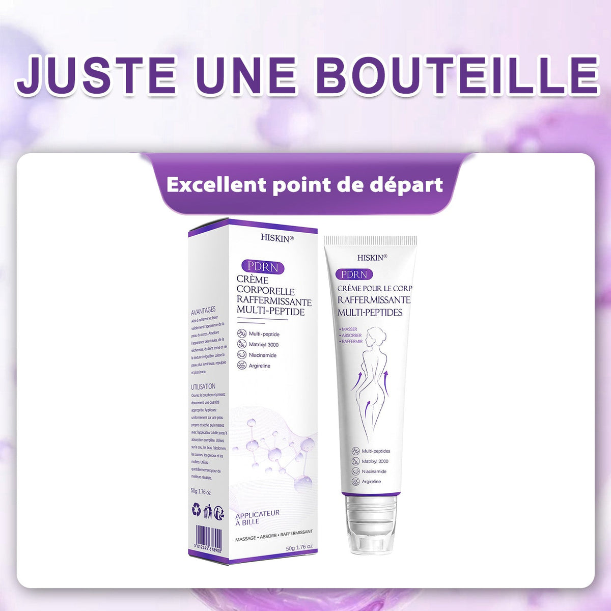 HISKIN® Crème corps roller PDRN Multi-Peptides 🌹— anti-âge, hydratante, raffermissante, effet liftant, aide à réparer la peau, unifier le teint, cibler boutons, taches, verrues, grains de beauté et psoriasis.