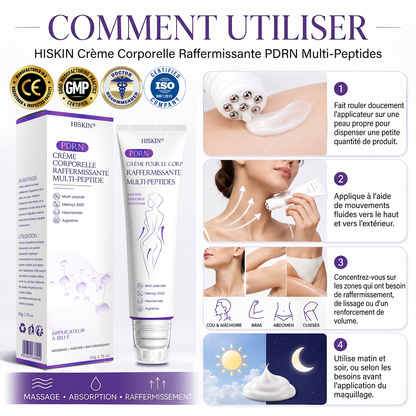 HISKIN® Crème corps roller PDRN Multi-Peptides 🌹— anti-âge, hydratante, raffermissante, effet liftant, aide à réparer la peau, unifier le teint, cibler boutons, taches, verrues, grains de beauté et psoriasis.